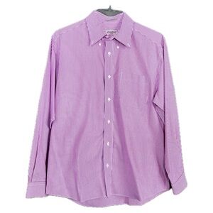 Eddie Bauer Medium Mens Long Sleeve Dress Shirt White W/ Red Pinstripes